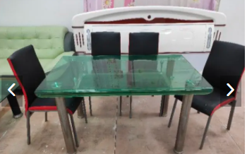 闲置皮面沙发、玻璃茶几、玻璃餐桌、椅子出售